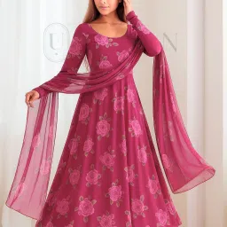 Floral Print Georgette Stitched Anarkali Gown-image-40