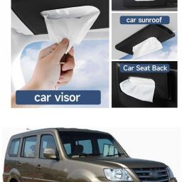 Black Car Tissue Napkin Holder for Sun Visor and Backseat – Universal Fit X5 Vehicle Tissue Dispenser-image-47