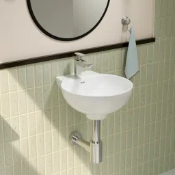 Hydra Modern Ceramic Wash Basin | Bathroom Sink | Hand Basin Tub | Basin for Bathroom and Living Room Wall Hung Basin-image-10