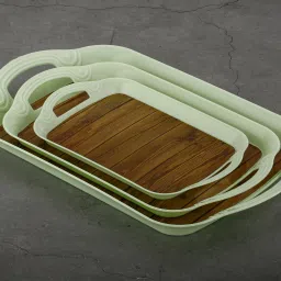 flipkart smartbuy Plastic Printed Rectangular Serving Tray with Handle for Serving Tea & etc. Tray Serving Set image 2