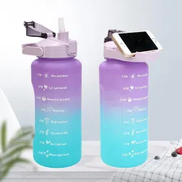 nirvaana Set of 3 Water Bottle with Motivational Time Marker, Leakproof Durable Sipper 2000 ml Bottle image 4