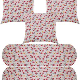 3 Cushion And 2 Bolster Microfibre Floral Bolster Pack of 5-image-46