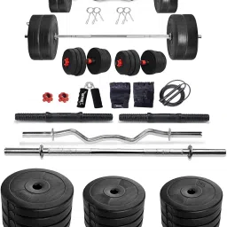 60 kg PVC weight with 3ft Curl Rod, 5ft Straight Rod and Accessories Home Gym Combo-43