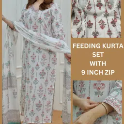 Women Cotton Blend Kurta Pant Dupatta Set-image-100