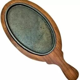 Wooden Base Round Shape With Handle Sizzler Tray-21