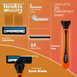 trendler 3 blade Razor for Men Handle + 4 Cartridges for Smooth & Comfortable shave, Men image 3