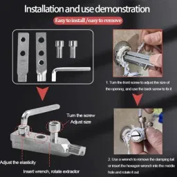 suicune Broken Faucet Removal Tool, 1/2" & 3/4" Broken Pipe Extractor Tool Pipe Stripped Screw Set, Water Faucet Broken Wire Extractor image 2
