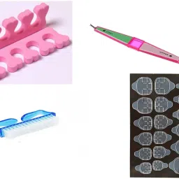 combo of nail art double sided glue stiker set , nail filer , nail brush ( set of 4 items)-26