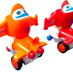 caught trendy Combo Of 2 Cute Character Pull & Push Go Back Transforming into Battle Aeroplane image 3