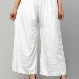 Women Regular Fit White Cotton Blend Trousers-image-79