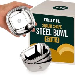Stainless Steel Dessert Bowl MARU Stainless Steel Squircle Shape Bowls Set for Kitchen of 4 Pcs-image-77