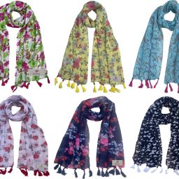 Printed Chiffon Women Multicolor Stole, Fancy Scarf-image-96