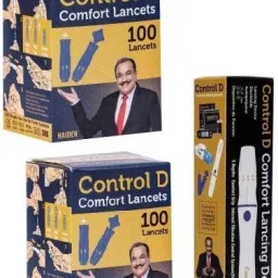 Control D Comfort Lancing Device with Glucometer Blood Sugar Testing 2*100 Lancets Glucometer Lancets-61