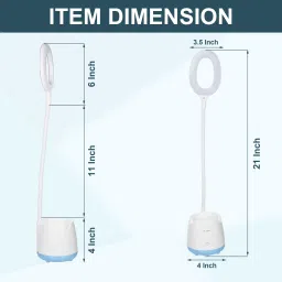 akr Rocklight Touch On/Off Switch LED Desk Lamp/Student Study Reading/Learning Dimmer/Brightener Rechargeable Led Table Lamps Table Lamp ( 32 CM, White , Blue) Study Lamp image 3