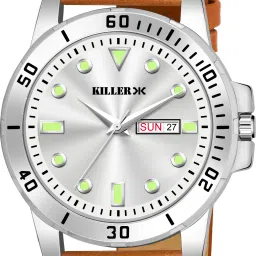 killer Working Day and Date Analog Watch - For Men KL-9200-SILVER image 5