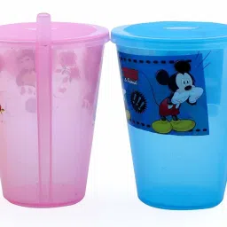 Plastic Air Tight Glass with Sipper Lid & Straw for Kids, Dust-Free Cover Lid, Sipper Glass, Sipper Glass with Straw, Sipper Glass for Baby (Pack of 2)(Multi-Color) SH 24-image-63