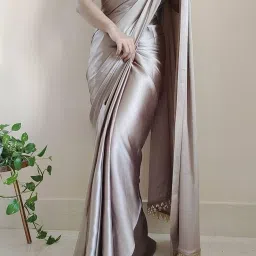 Solid/Plain Bollywood Satin, Silk Blend Saree-picture-23