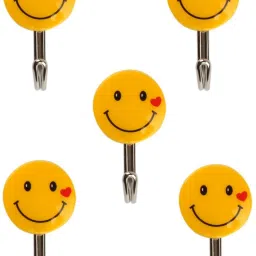 Emoji Wall Hook Heavy Duty Self Adhesive Hook Hat Rack Hanger Utility Hook Bathroom Kitchen Towel Organizer Hanger Hook (Pack of 5) Hook 5-25