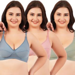 Pack of 3 Women Full Coverage Non Padded Bra-image-35
