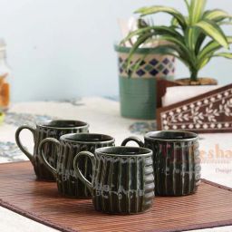 vareesha Devin 175ml Green (Set of 4) Ceramic Coffee Mug-picture-25