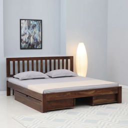 woodsworth from pepperfry Buren Sheesham Wood King Size Bed In Provincial Teak Finish With Drawer Storage-picture-6