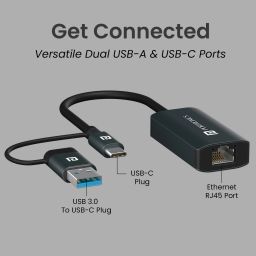 Portronics Mport X1 Type C Gigatbit Ethernet Hub with RJ45 Ethernet Port 1000 MBPS Internet Speed, 50cm Cable USB Hub image 2
