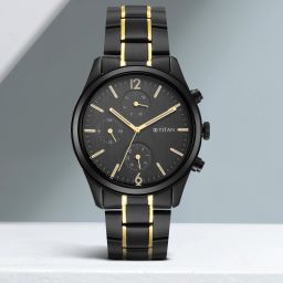 titan Neo Black & Gold Analog Watch- For Men NT1805KM03-picture-34