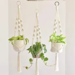MACRAME Home Décor/Indoor Wall Hanging/Boho Planter Hanger/Pot Holder Pack of 3-19