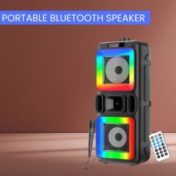 SACRO Pushpa(PORTABLE BLUETOOTH PARTY SPEAKER) 3D Sound With Karaoke Mic/RGB LightE178 40 W Bluetooth Party Speaker-picture-1