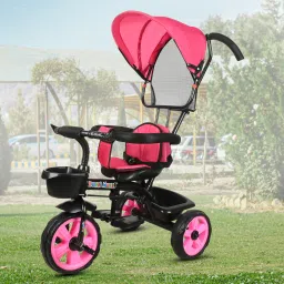 Tricycle Red colour for Kids with Parent Handel ,180° seat rotation, Front or Back Basket with baby Canopy and sipper Tricycle for 12 months to 60 Months for Kids trikes Tricycle 4005 RED Tricycle-image-37