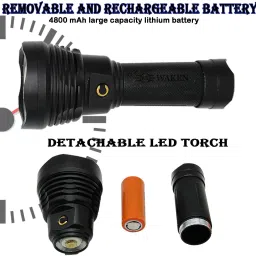 waken LED Torch Light Rechargeable 2Km Beam Range Metal Waterproof 3-Modes 4800mAh Torch image 2