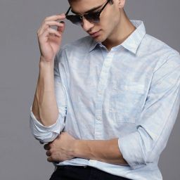 Men Slim Fit Printed Spread Collar Casual Shirt-image-3