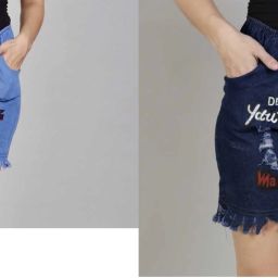 Pack of 2 Self Design Women Denim Light Blue, Dark Blue Denim Shorts-picture-0