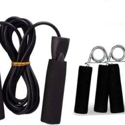 Sports & Fitness Ball Bearing Foam Handle Jump Rope & 2Pcs. Hand Grips Fitness Accessory Kit Kit-22