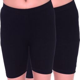 Pack of 2 Self Design Women Reversible Black Cycling Shorts-32