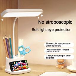 Acrylonitrile Butadiene Styrene 3 Color Rechargeable for Study with Phone Holder Study Lamp-27