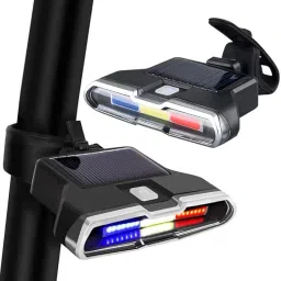 Solar Powered LED Bike Tail Light 3 Color Warning Light 7 Modes Waterproof LED Rear Break Light-image-47
