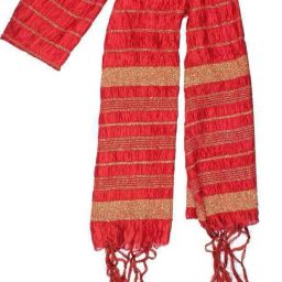 Art Silk Self Design Red Men Dupatta-41