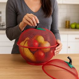 Apple Shape Fruits &u Vegetables Basket for Kitchen With Net Cover Stainless Steel Fruit & Vegetable Basket-image-67