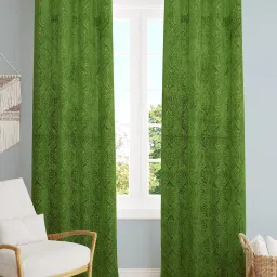 214 cm (7 ft) Velvet Room Darkening Door Curtain (Pack Of 2)-image-31