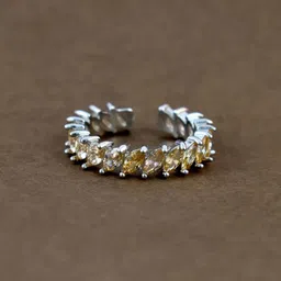 SALTY Anti-Tarnish Tangerine Leaf Tennis Finger Ring-image-1