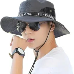 AlexVyan Summer Round Hats Cap Wide Brim UV Protection Breathable Beach Sun-Hat Cap-picture-32