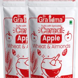 Fruits With Sprouted Cereal Mix –Sprouted Wheat, Apple and Almond Instant baby food For 8 month babies | Preservative Free Instant Porridge Mix for 8 - 36 months babies | (Pack of 2) Cereal-image-39