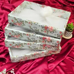 4 Pcs Multipurpose Decorative Folding Box Net Gift Hamper Rakshabandhan Gifting Paper Decorative Platter-16