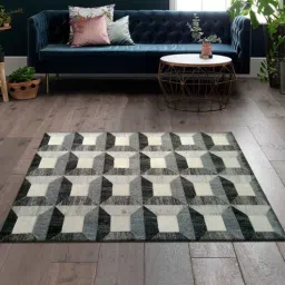 dazzhome Grey Hair On Leather Checkered Hand Woven 9ftx12ft Carpet-picture-5