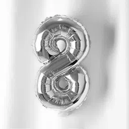 Solid Foil Toy Balloon 16" Inch 8 Number (Silver Number-8) Letter Balloon-image-62