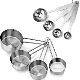 8 PCs Stainless Steel Measuring Cup and Spoon Set Disposable Stainless Steel Measuring Spoon, Serving Spoon Set-21