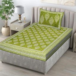 144 TC Cotton Single Jaipuri Prints Flat Bedsheet-image-69