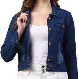 Denim Jacket Women Washed Denim Jacket-image-2