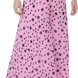 Women Flared Pink Georgette Trousers-image-14